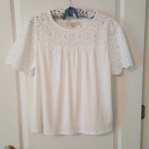 Loft Eyelet Mixed Media Top
